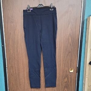 Dalia Size 4 Navy Textured Narrow Leg Pull On Trouser Pant